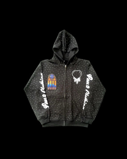 LOV3 Angel’s Bussdown Patchwork Zip Up Hoodie
