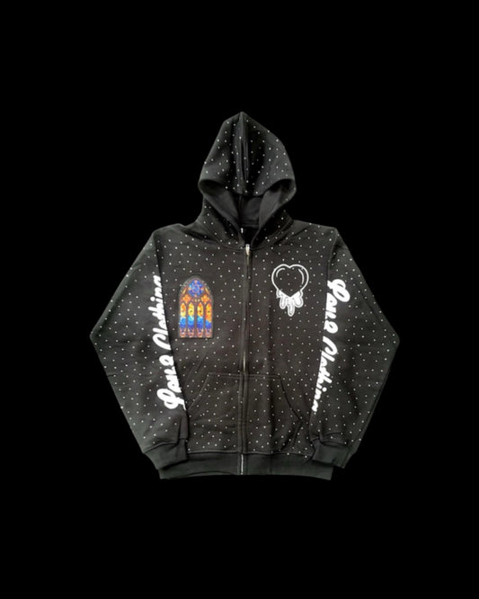 LOV3 Angel’s Bussdown Patchwork Zip Up Hoodie